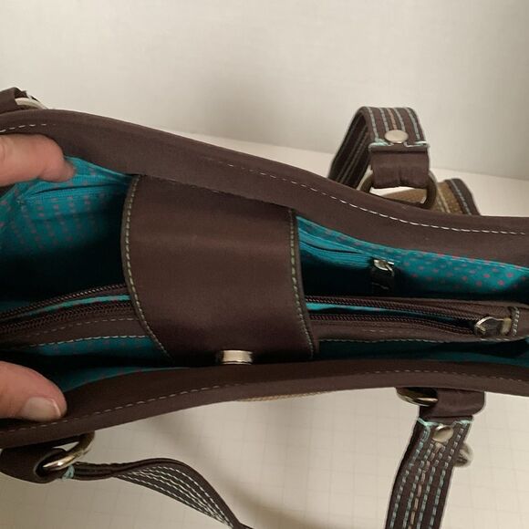 The Sak Cameron Tan Brown Mesh Shoulder Satchel Handbag Purse - Picture 9 of 14